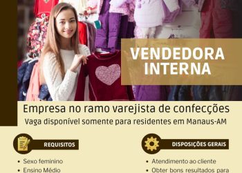 Oportunidade para Vendedora Interna em Manaus – Vaga para Mulheres com ou sem Experiência