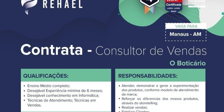 Vaga para Consultor(a) de Vendas no O Boticário em Manaus: Salário Fixo + Comissão e Benefícios