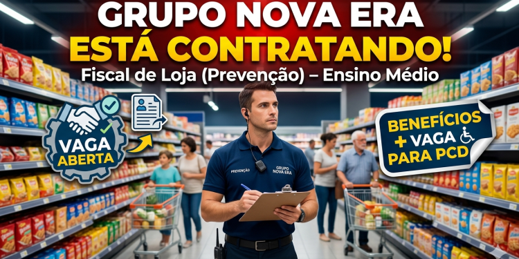 Grupo Nova Era abre vaga para Fiscal de Loja em Manaus: veja requisitos, benefícios e como se candidatar