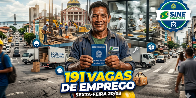 Sine Amazonas divulga 191 vagas de emprego