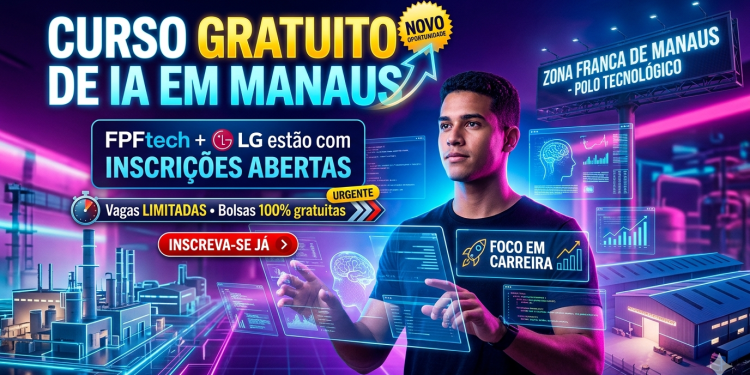 Curso gratuito de Inteligência Artificial em Manaus: FPFtech e LG abrem vagas com bolsas integrais