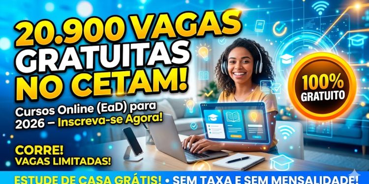 Cetam abre 20.900 vagas em cursos gratuitos EaD em 2026: veja como se inscrever e garantir sua vaga