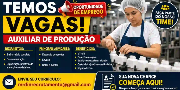 Auxiliar de Produção em Manaus: Empresa Abre Vagas com Benefícios e Salário Competitivo