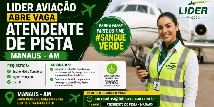 Lider Aviação abre vaga para Atendente de Pista em Manaus: veja como se candidatar