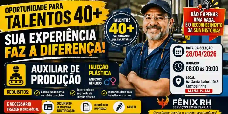 Auxiliar de Produção em Manaus (Talentos 40+) – Compareça