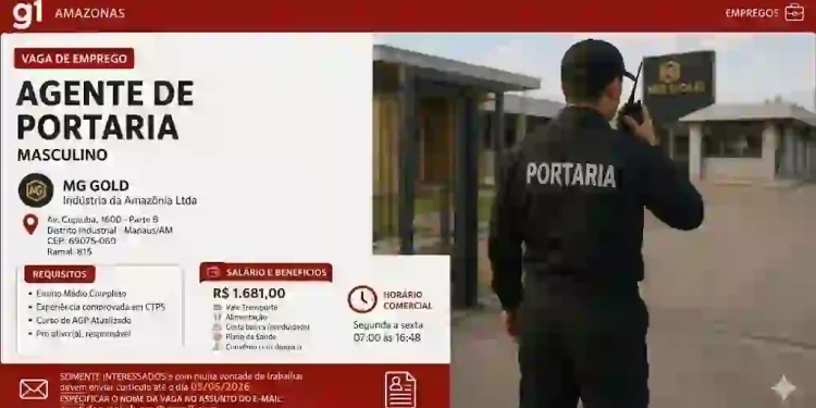 Vaga de Agente de Portaria em Manaus 2026: Salário R$ 1.681 + Benefícios | MG Gold