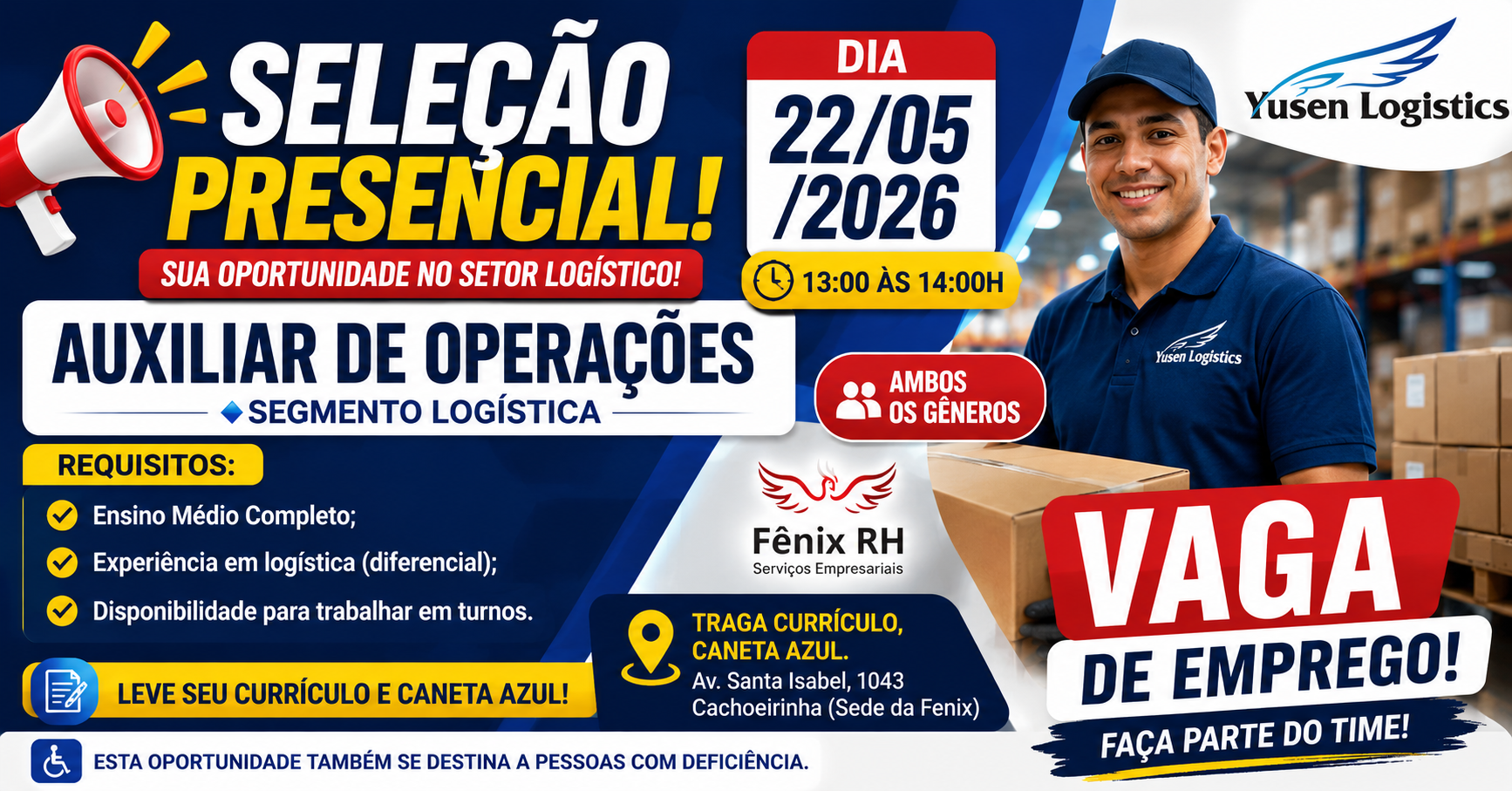 Yusen Logistics abre seleção presencial para Auxiliar de Operações em Manaus