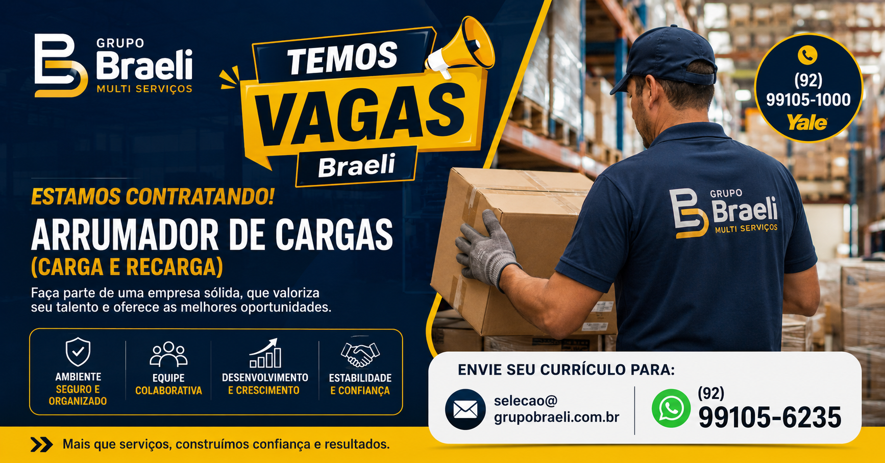Grupo Braeli abre vaga para Arrumador de Cargas em Manaus