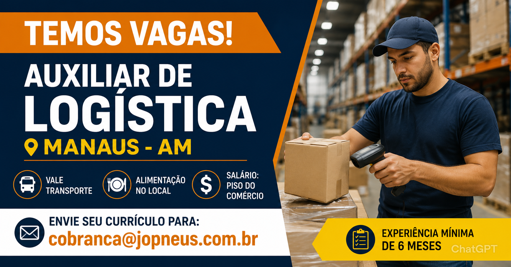 Auxiliar de Logística em Manaus: Empresa Contrata com Vale-Transporte e Alimentação no Local