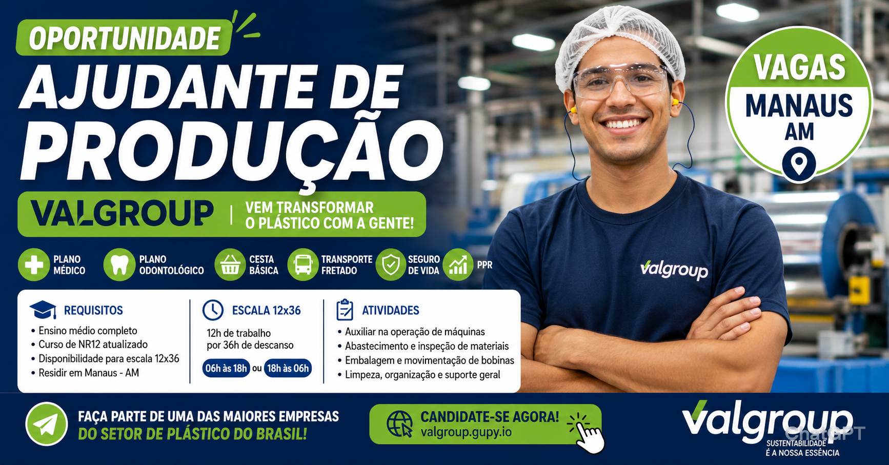 Ajudante de Produção na Valgroup em Manaus: veja requisitos e benefícios