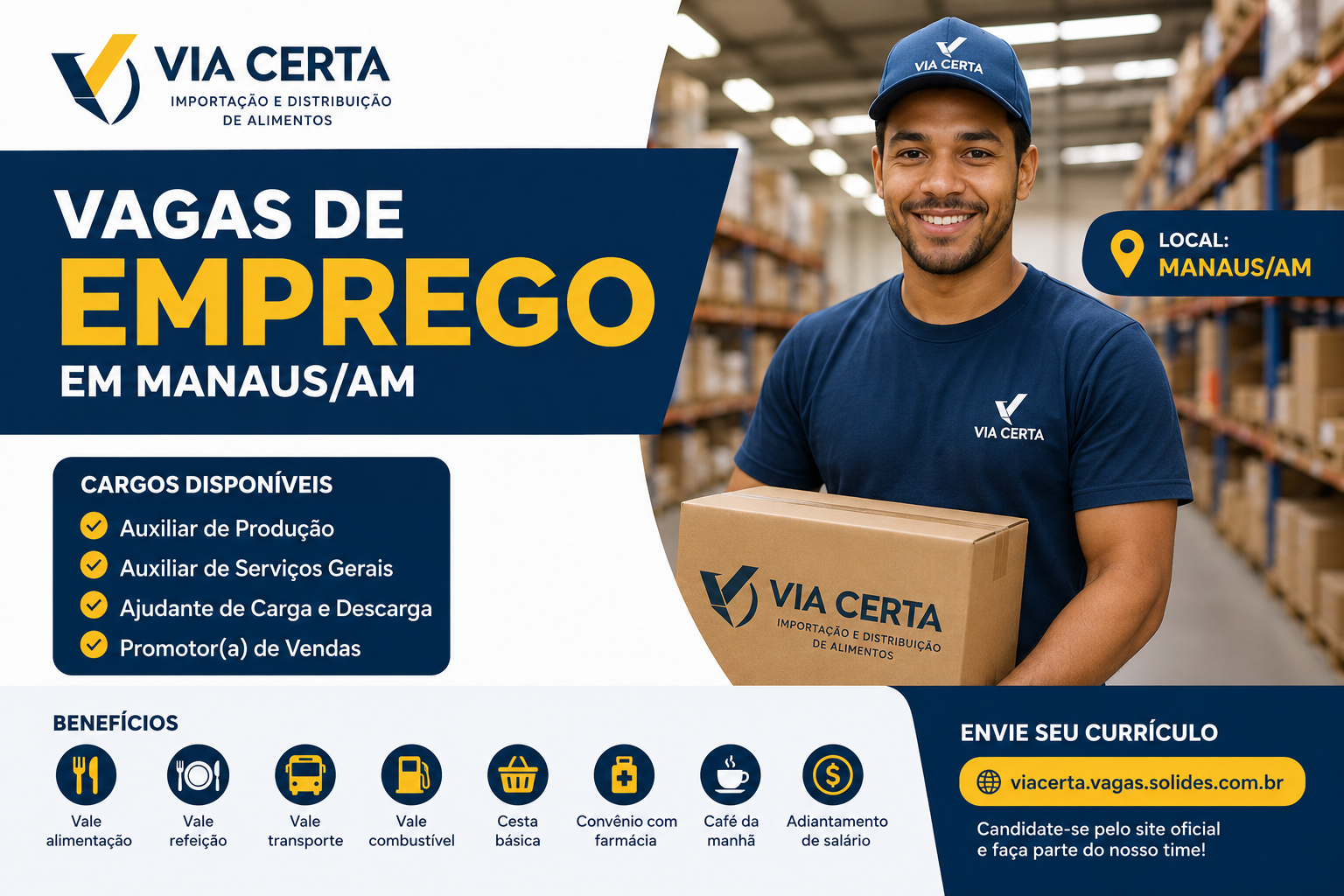 Via Certa abre vagas de emprego em Manaus 2026
