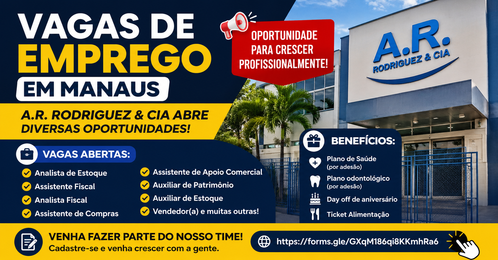 Vagas de Emprego em Manaus: A.R. Rodriguez & Cia Abre Novas Oportunidades em Diversas Áreas