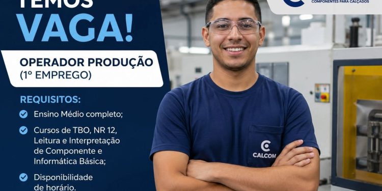 CALCOM abre vaga para Operador de Produção (1º emprego); saiba como se candidatar
