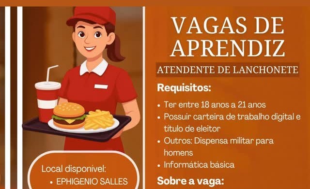 Jovem Aprendiz em Manaus: Vaga para Atendente de Lanchonete com Salário e Benefícios