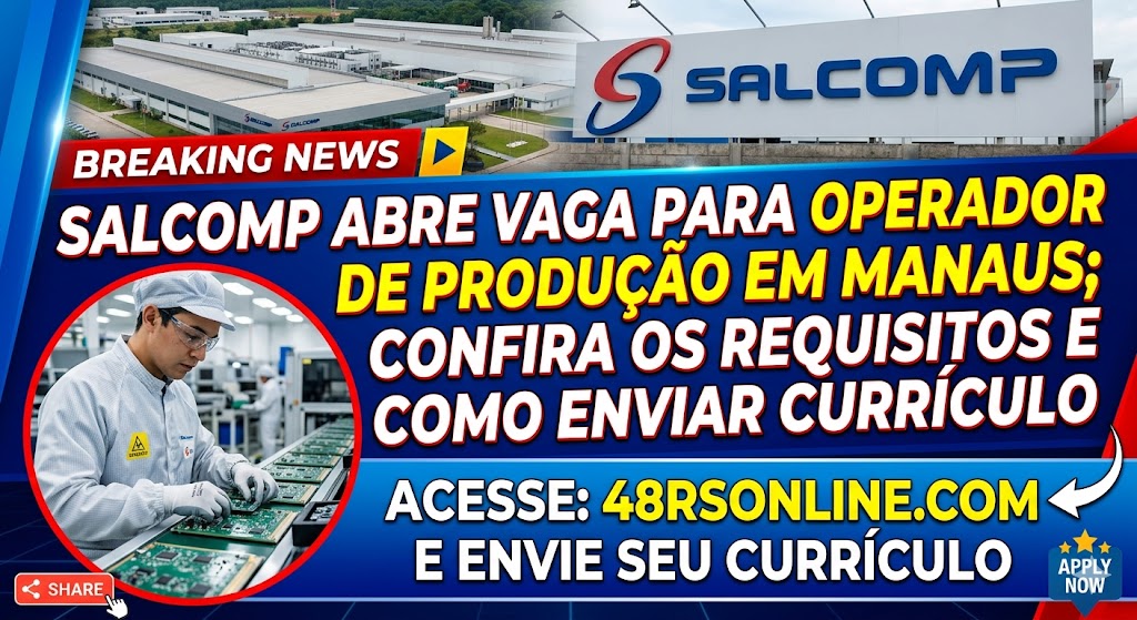 Salcomp abre vaga para Operador de Produção em Manaus; veja como enviar currículo