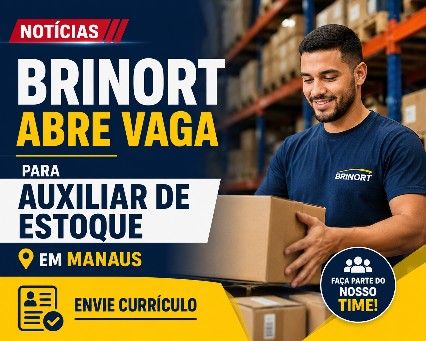 Empresa Brinort abre vaga para Auxiliar de Estoque em Manaus; envie currículo