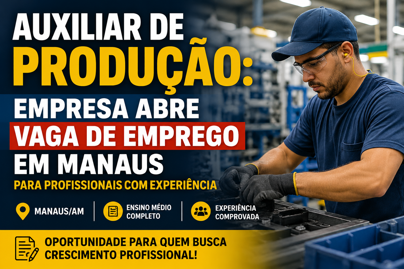 Auxiliar de Produção: Empresa Contrata em Manaus para Trabalho em Turnos