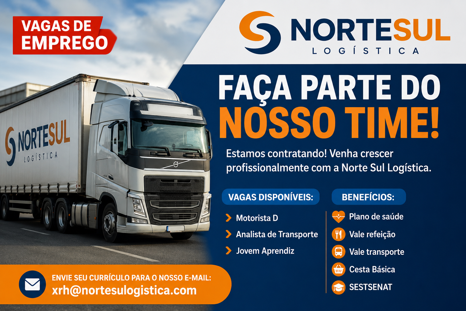 Norte Sul Logística Abre Vagas para Motorista D, Analista de Transporte e Jovem Aprendiz em Manaus