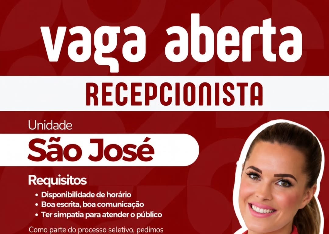 Vaga de Recepcionista em Manaus: Academia Contrata para Unidade São José em 2026