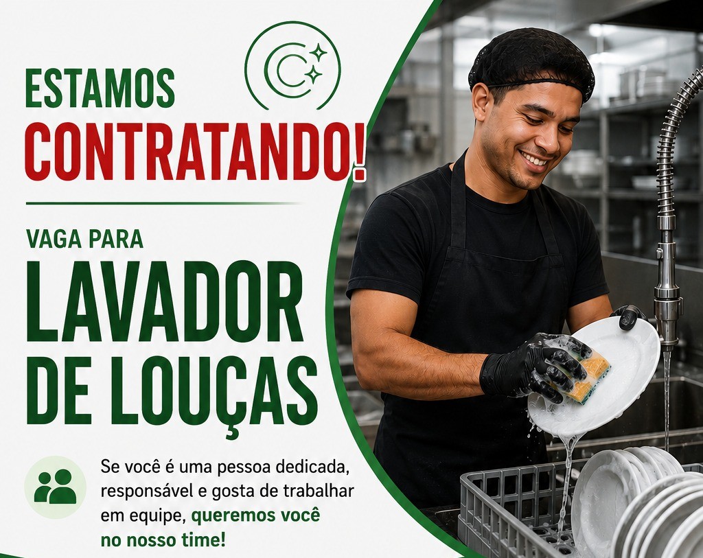 Vaga para Lavador de Louças: empresa abre seleção para candidatos com Ensino Médio
