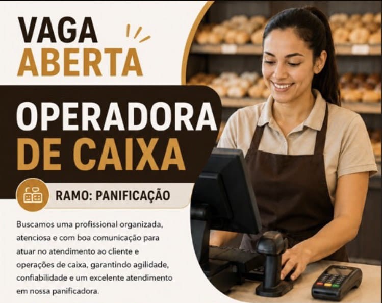 Panificadora Abre Vaga para Operadora de Caixa com Benefícios e Oportunidade de Crescimento