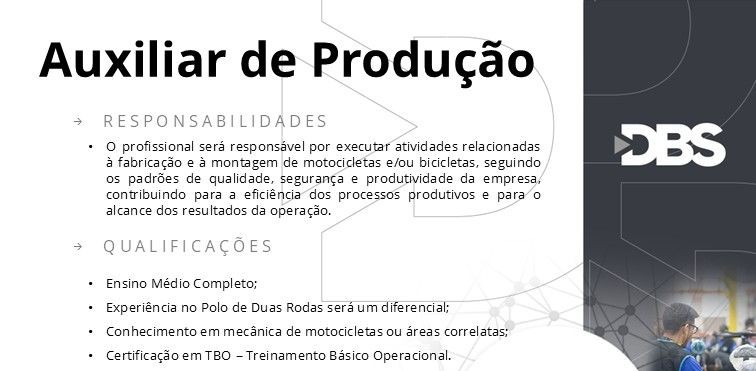 Vaga para Auxiliar de Produção em Manaus: Empresa oferece benefícios completos e oportunidades de crescimento