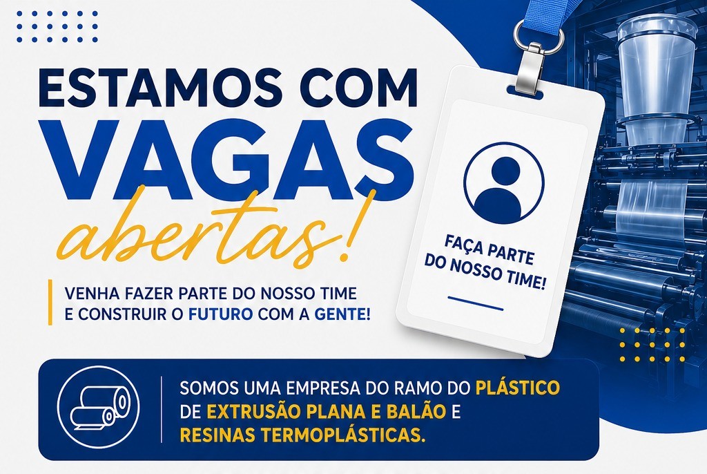Empresa do setor plástico abre vagas de emprego em Manaus para produção, manutenção, qualidade e estágio