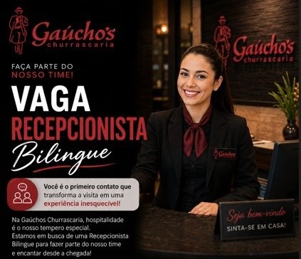 Gaúcho’s Churrascaria abre vaga para Recepcionista Bilíngue em Manaus; confira os requisitos