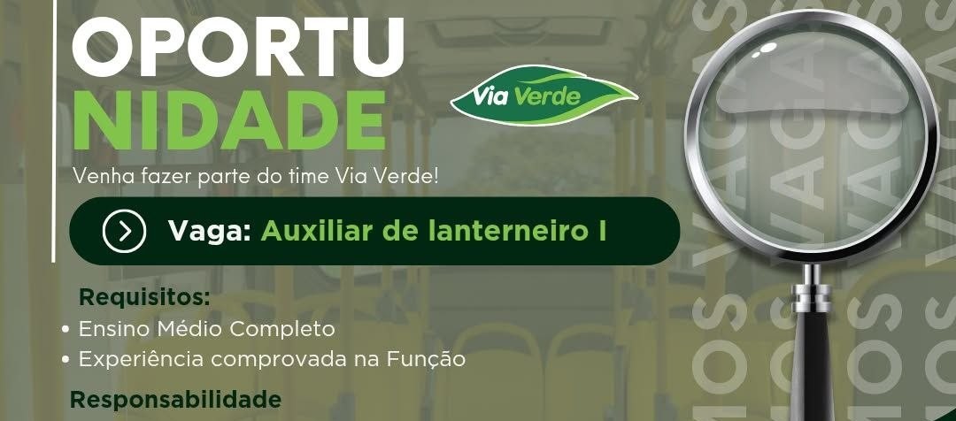 Via Verde abre vagas para Auxiliar de Lanterneiro I e Borracheiro em Manaus