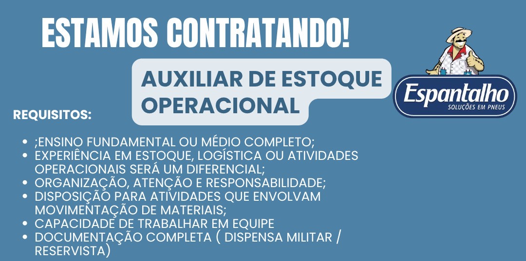 Espantalho Soluções em Pneus abre vaga para Auxiliar de Estoque