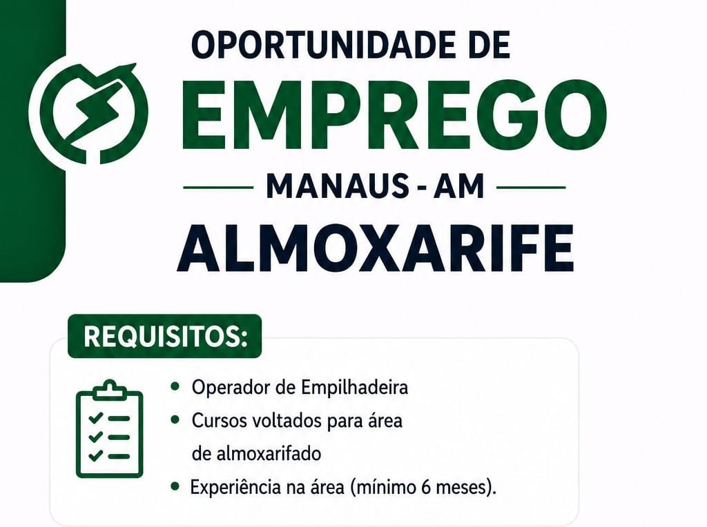 Vaga para Almoxarife em Manaus: Empresa Abre Processo Seletivo com Benefícios Atrativos; Saiba Como Enviar o Currículo