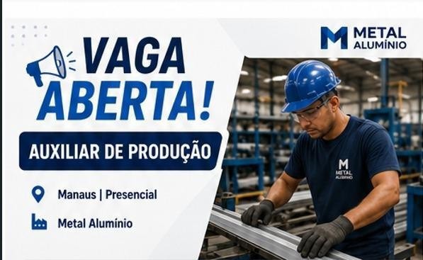 Metal Alumínio abre vagas de Auxiliar de Produção e Manutenção em Manaus