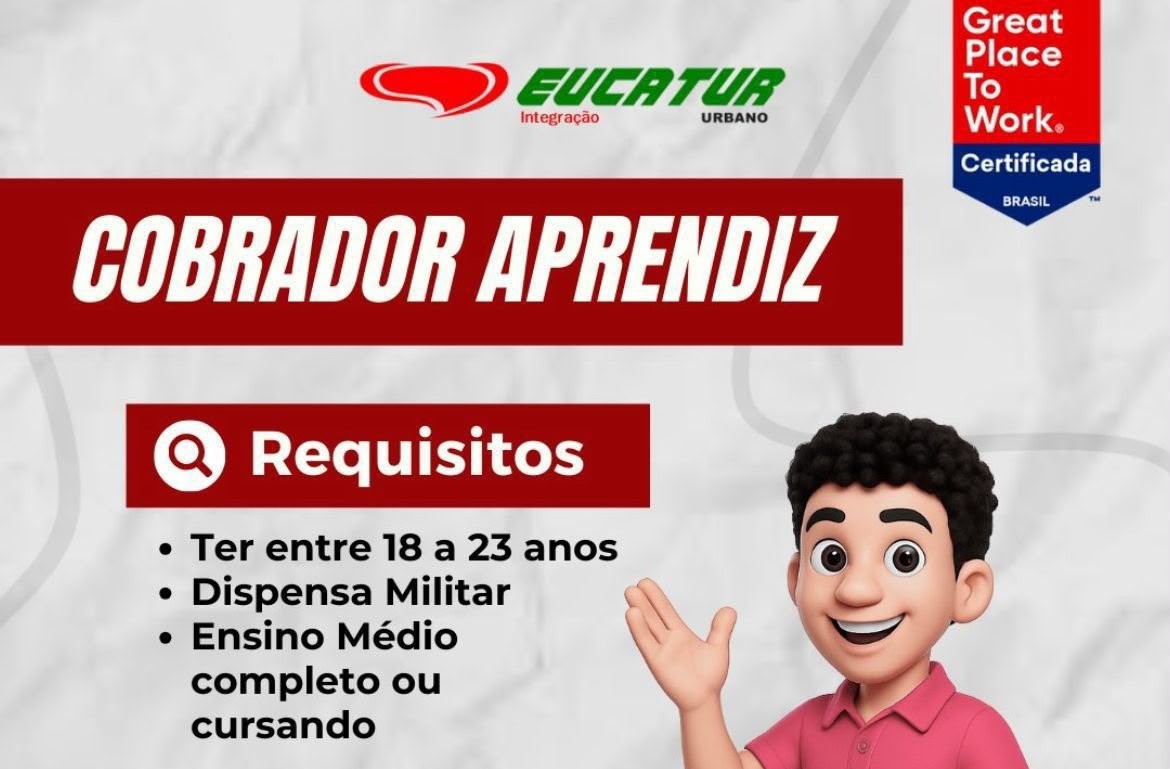 Eucatur abre vaga para Cobrador Aprendiz; veja requisitos e benefícios