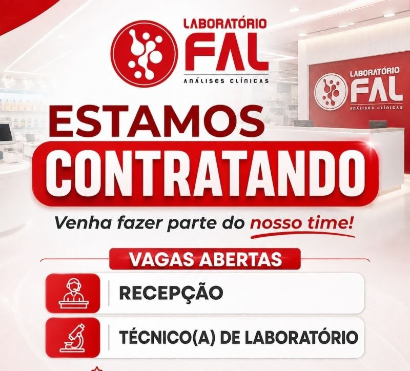 Laboratório FAL abre vagas para Recepção e Técnico de Laboratório