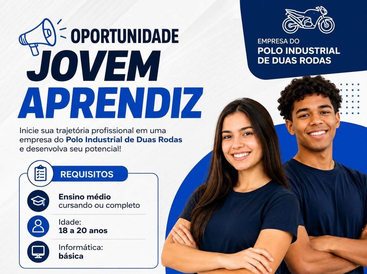 Jovem Aprendiz: empresa do Polo Industrial de Duas Rodas abre vaga