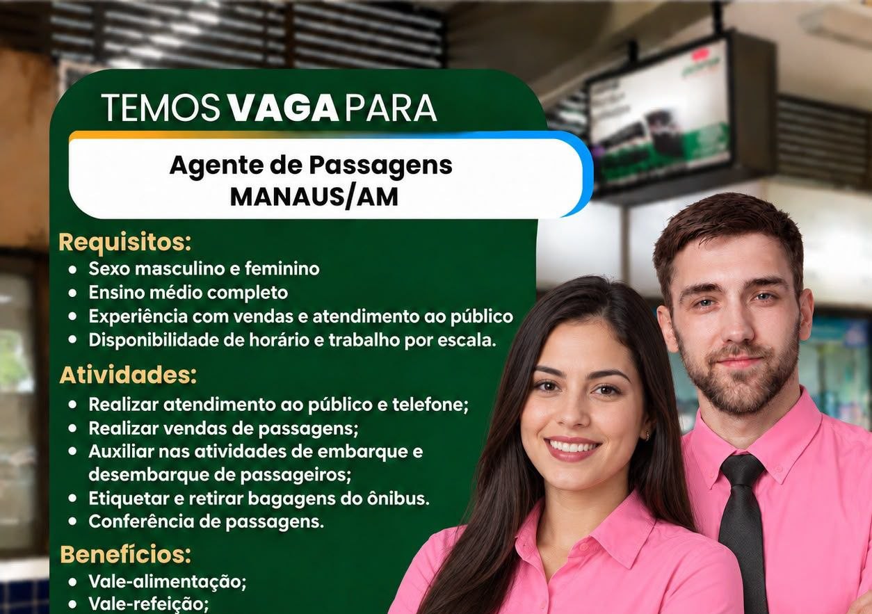 Agente de Passageiros em Manaus: Eucatur anuncia vaga de emprego